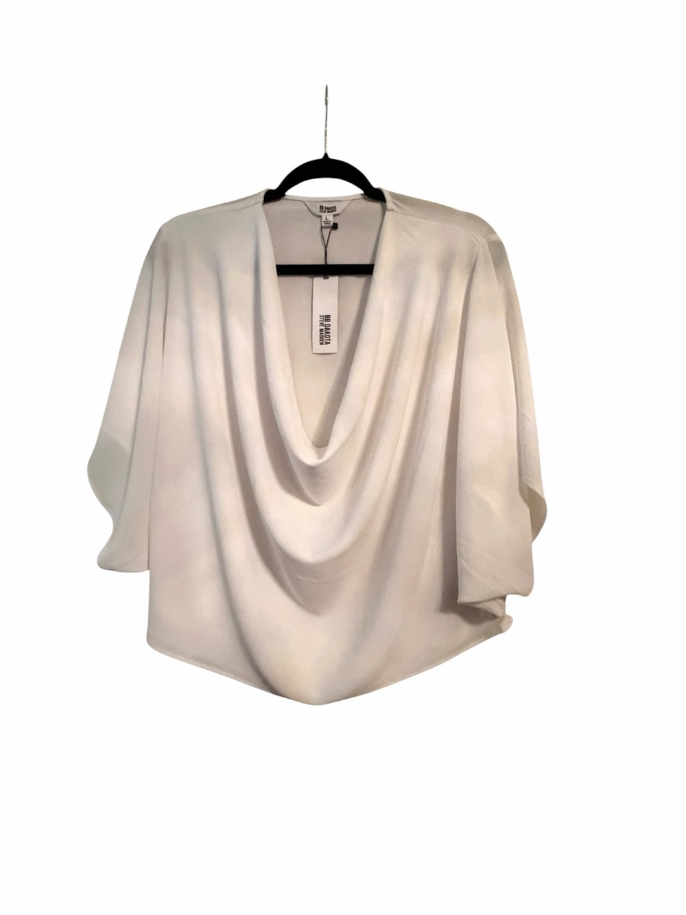 Steve Madden White Draped Cowl Neck Blouse